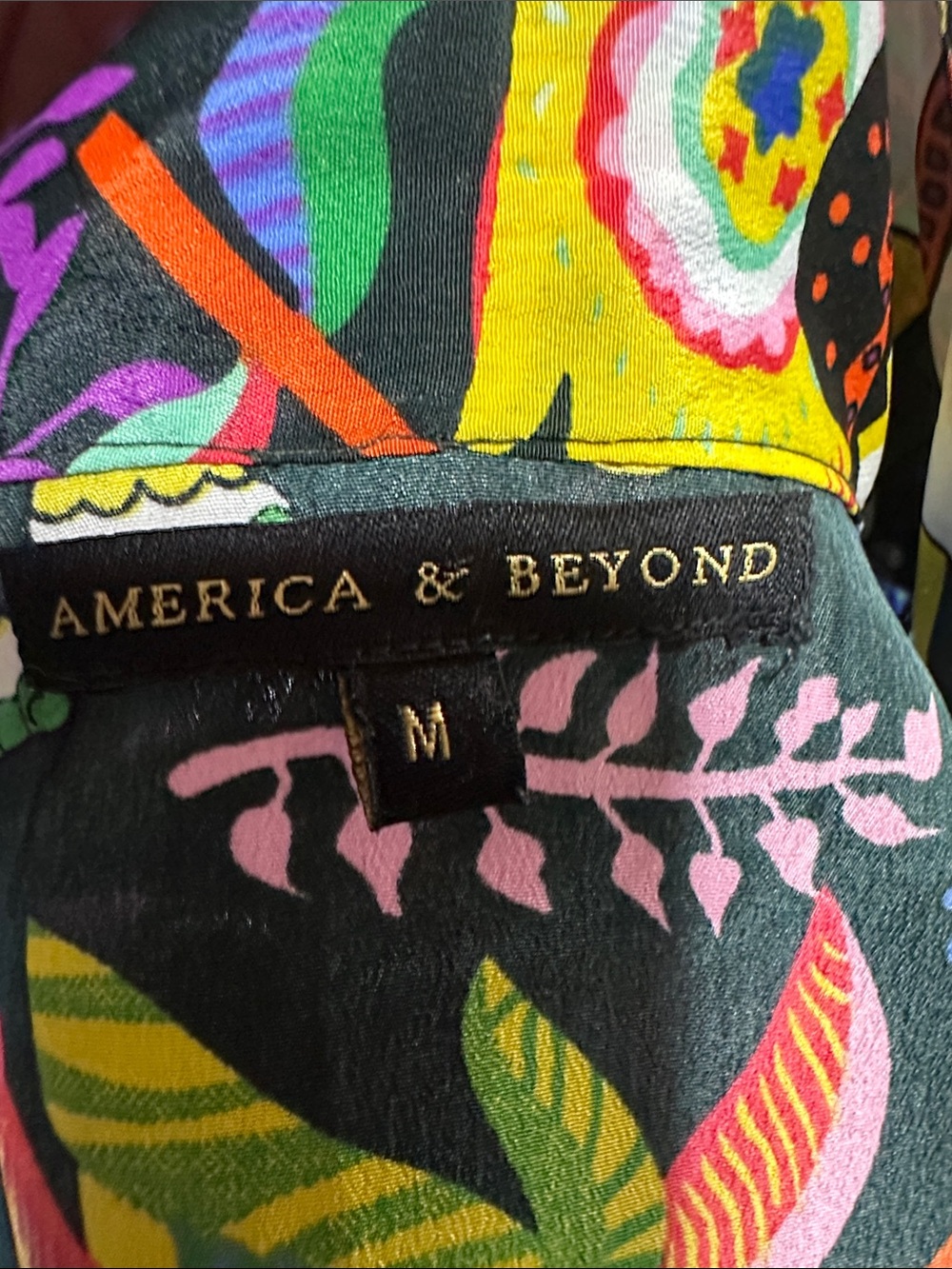 America & Beyond Floral & Elephant Print Kimono Cover Up with Sequin Trim M - Picture 8 of 10